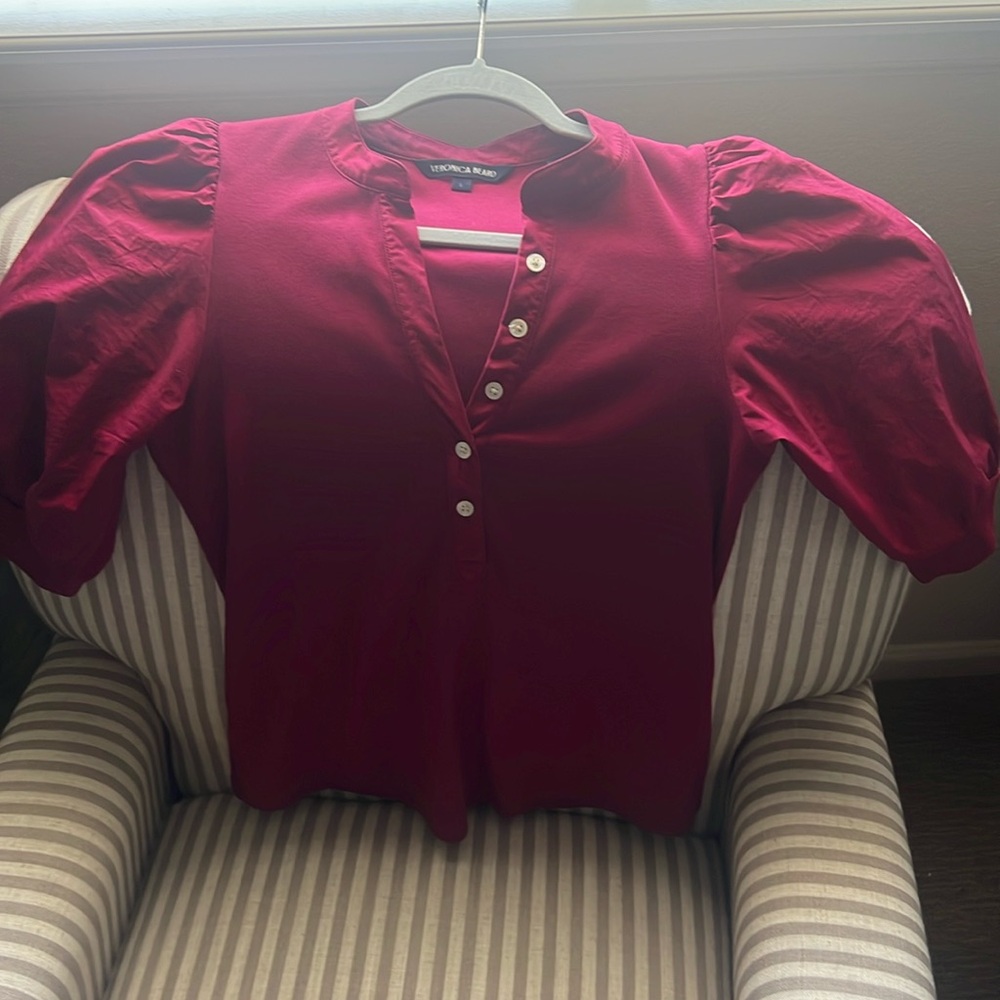 Veronica Beard Coralee Puff-Sleeve Tee S